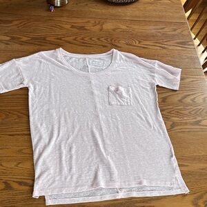 Linen and cotton blend boyfriend fit t shirt